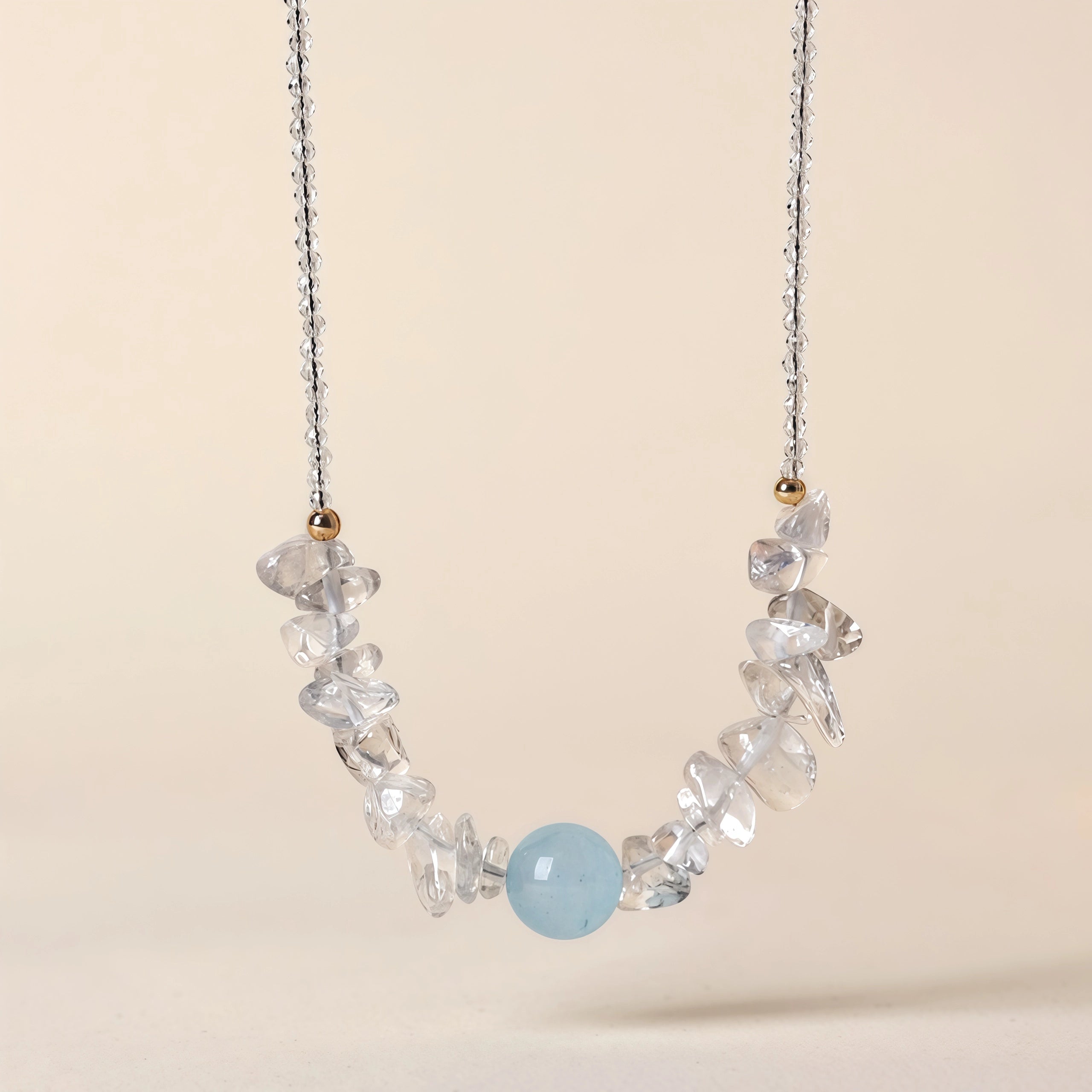 The Clarity Spark - Clear Quartz & Aquamarine Raw Necklace