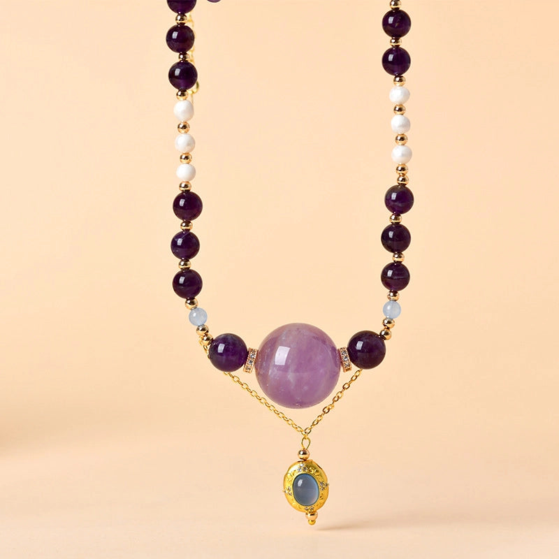 Neptune's Whisper - Amethyst & Pearl Intuition Necklace