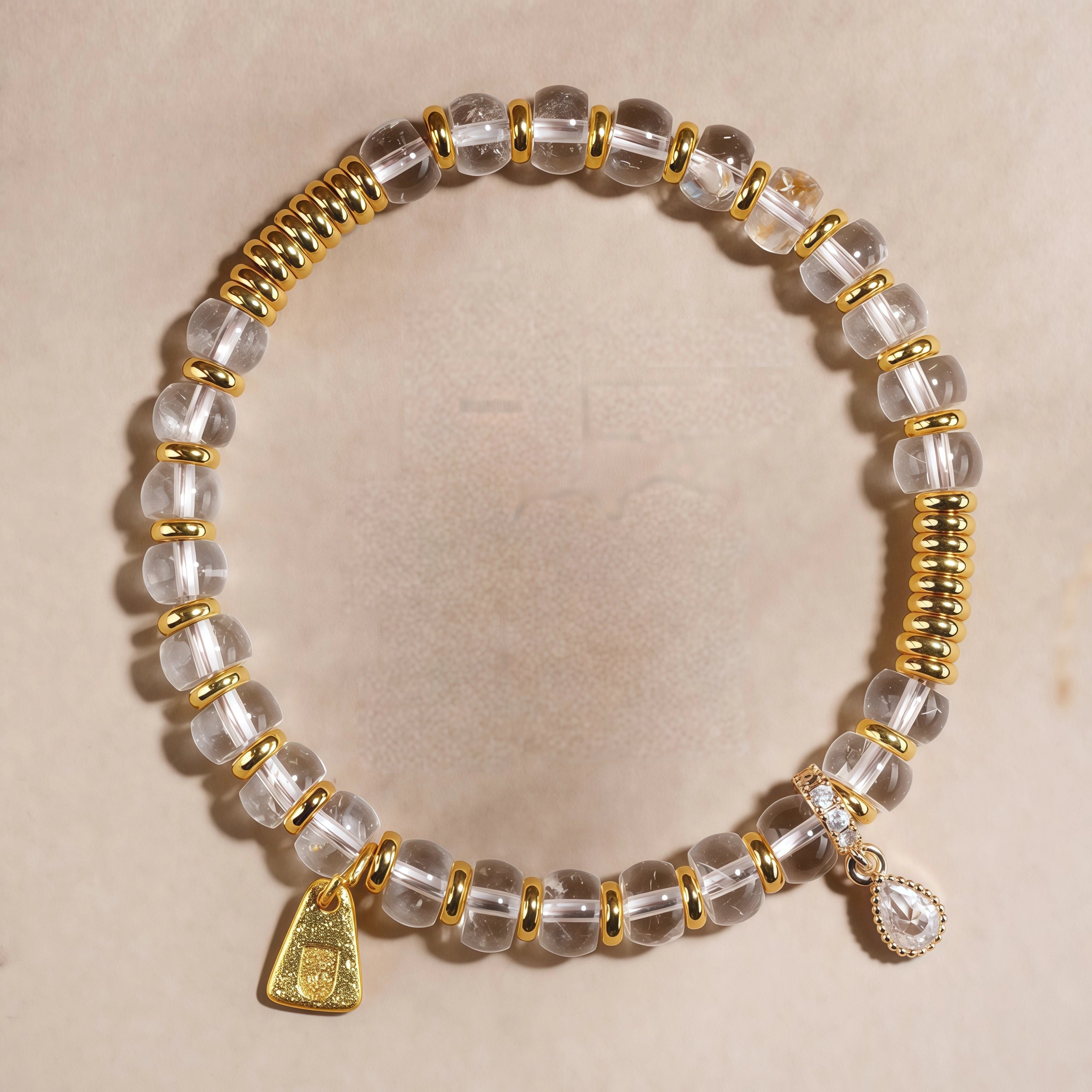Luminous Clarity - Clear Quartz & Gold Disc Healer Bracelet