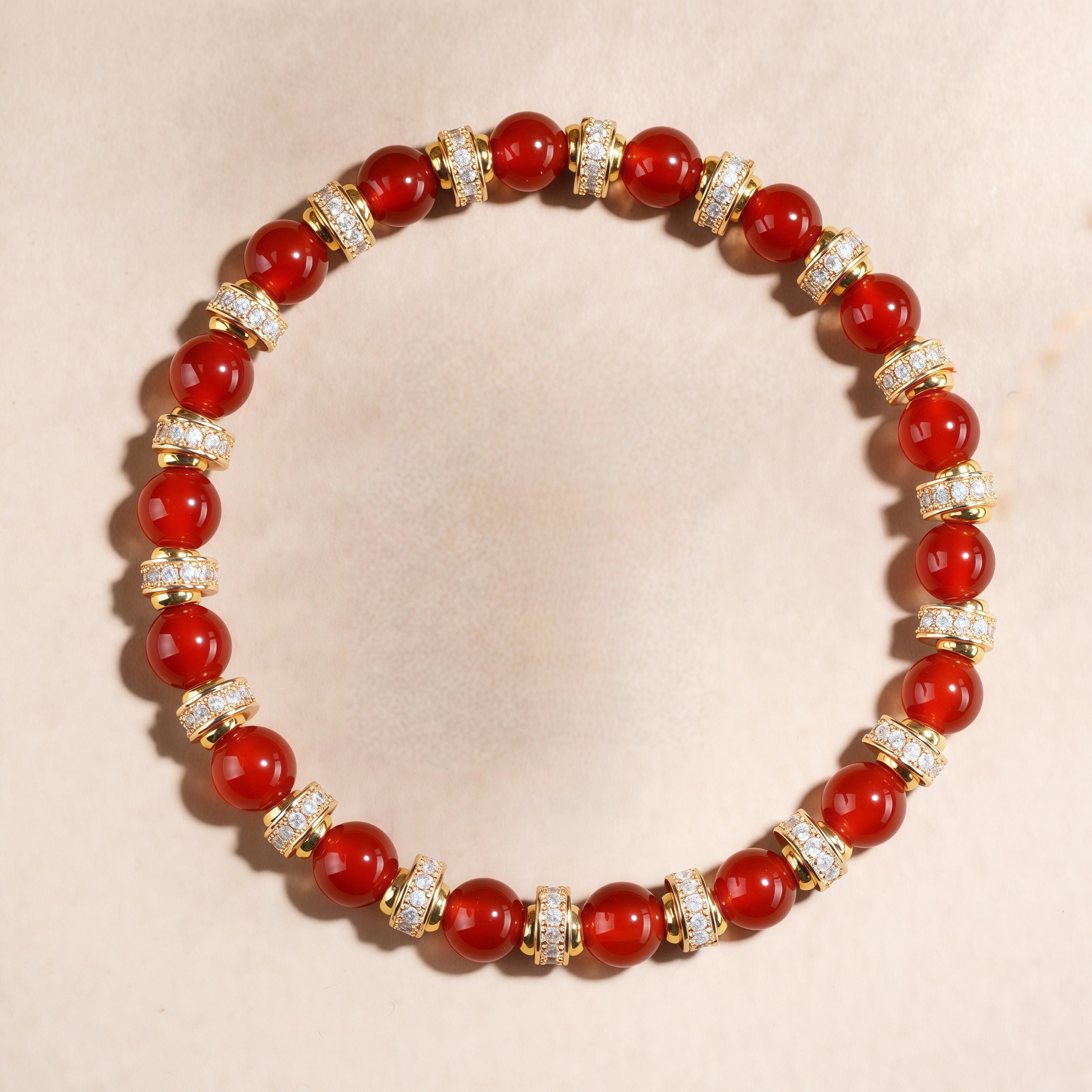 The Crimson Empress - Red Agate & Pave Crystal Vitality Bracelet