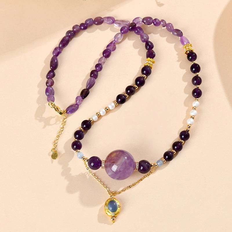 Neptune's Whisper - Amethyst & Pearl Intuition Necklace