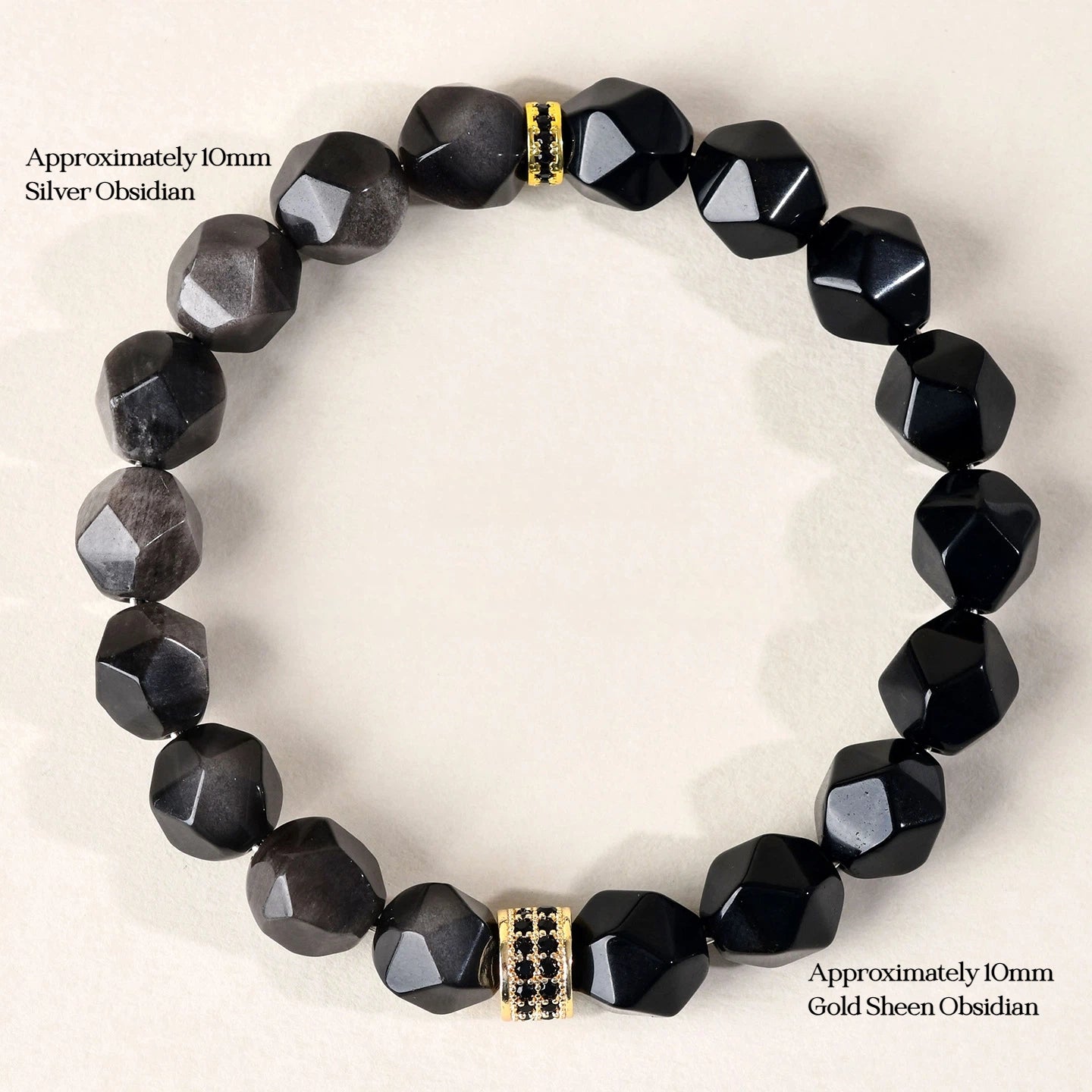The Prism of Power - Faceted Tiger's Eye & Obsidian Shield Bracelet