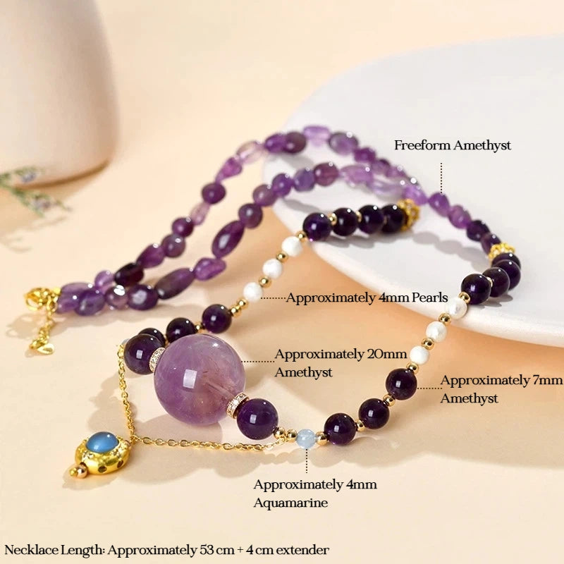 Neptune's Whisper - Amethyst & Pearl Intuition Necklace