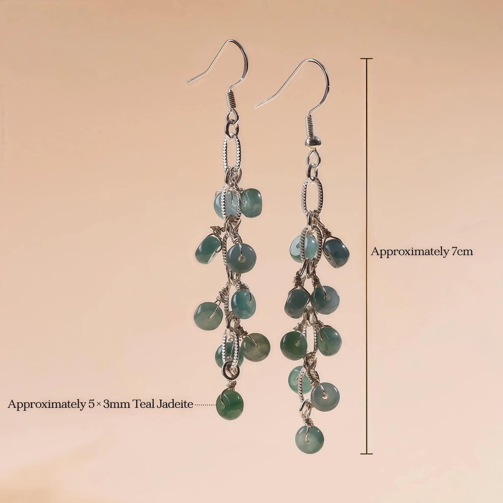 Serene Tides - Teal Jadeite Vintage Tassel Earrings