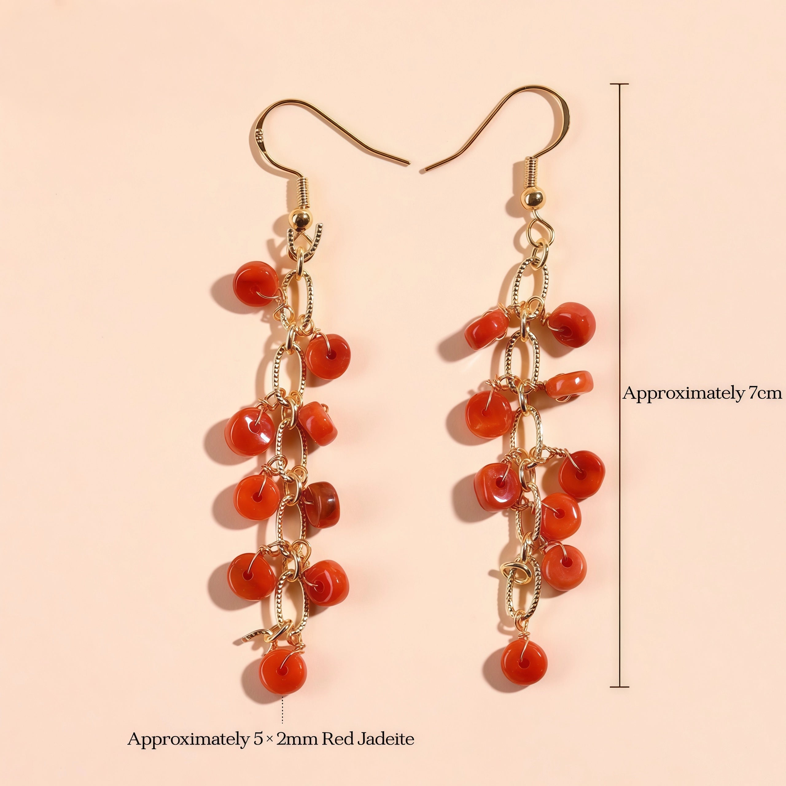 Scarlet Flow - Red Agate Vintage Tassel Earrings