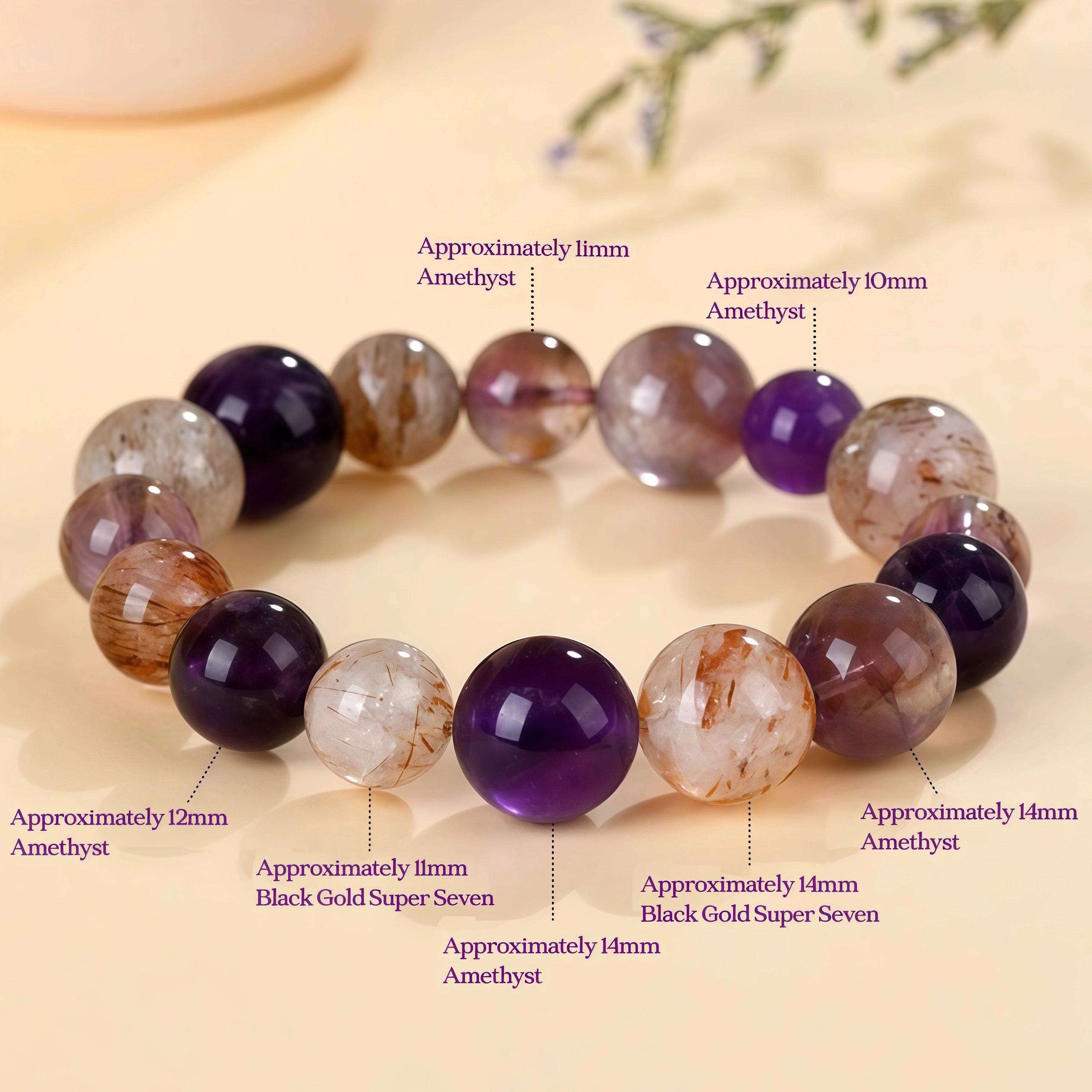 The Earth Genesis - Black Gold Super 7 & Amethyst Master Bracelet