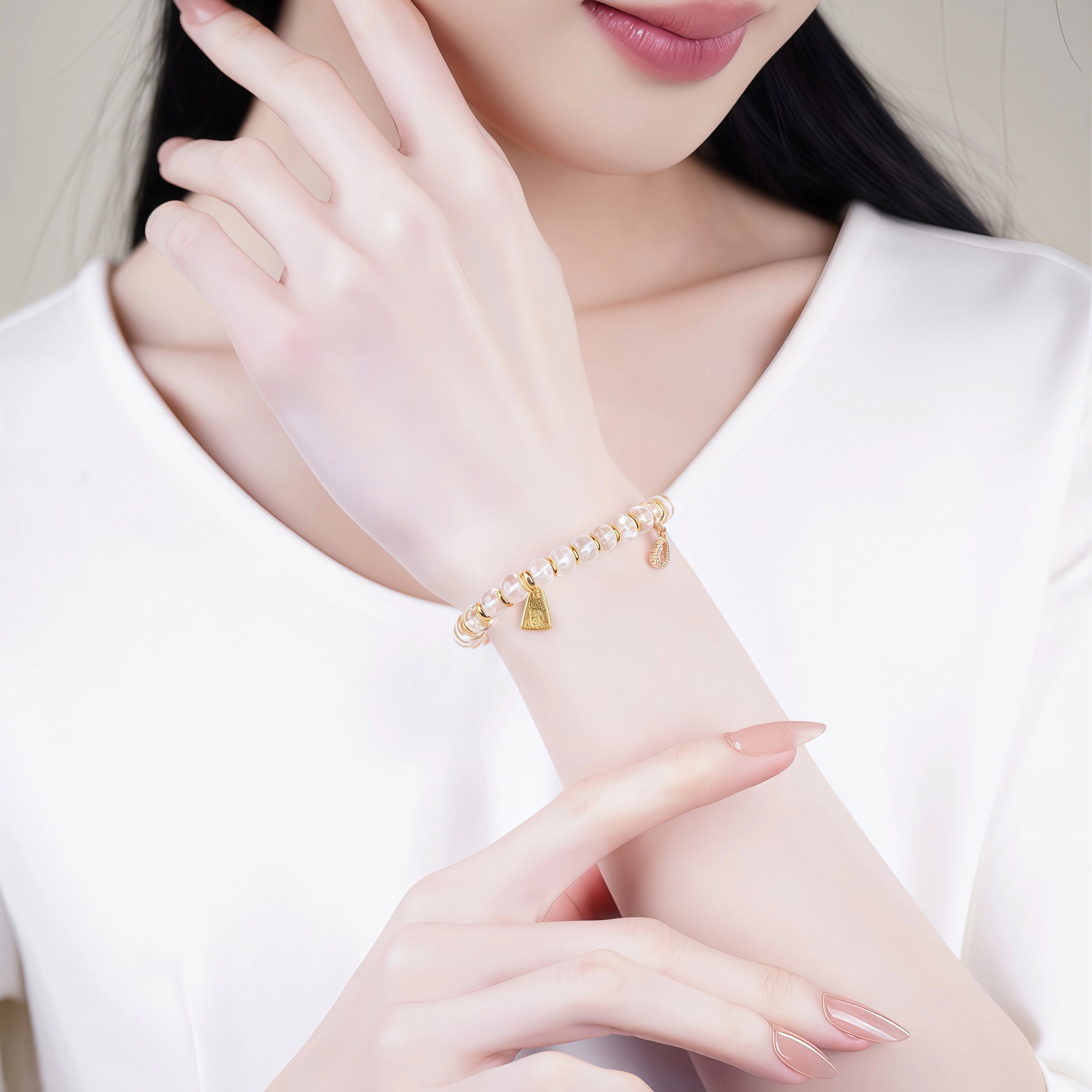 Luminous Clarity - Clear Quartz & Gold Disc Healer Bracelet