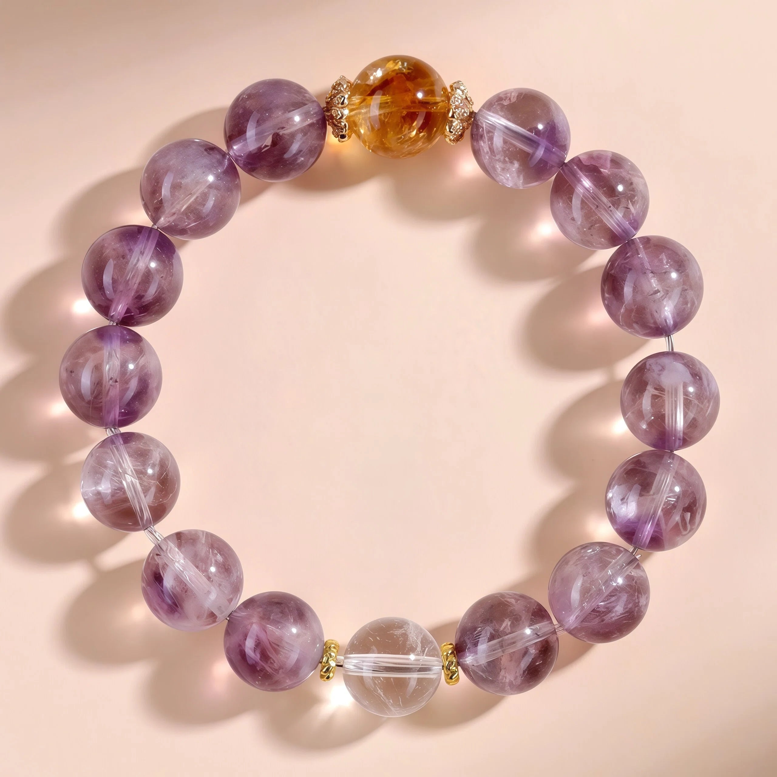 Violet Romance - Amethyst & Yellow Tourmaline Love Bracelet