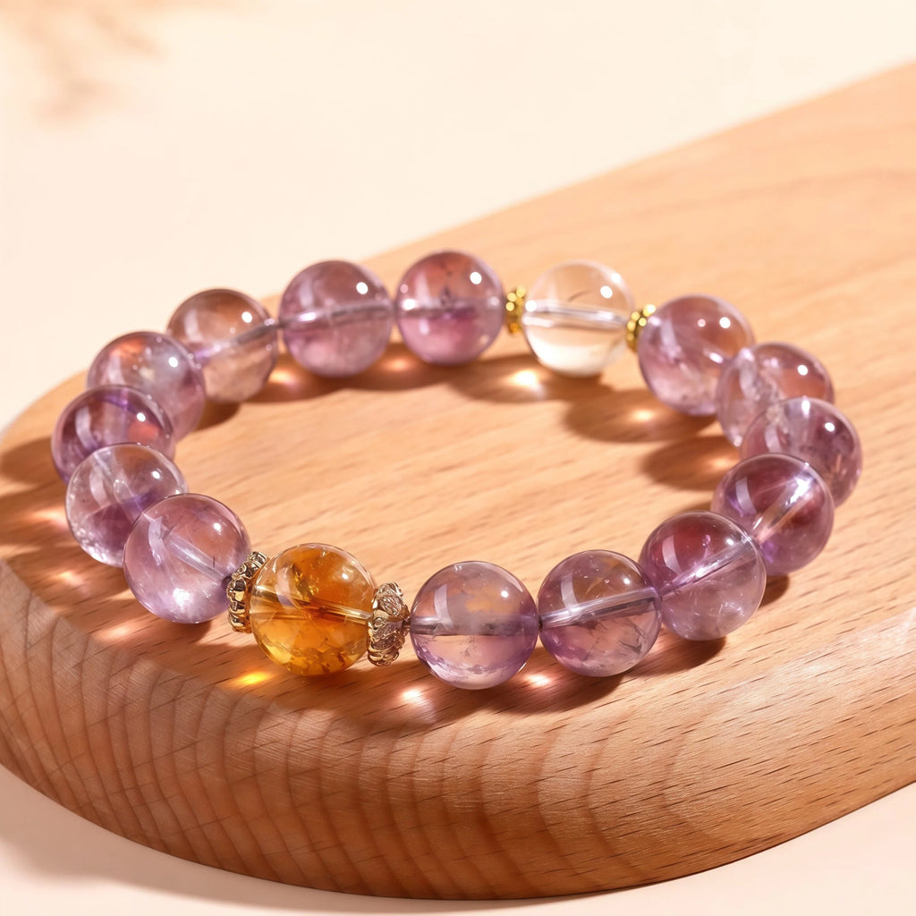Violet Romance - Amethyst & Yellow Tourmaline Love Bracelet