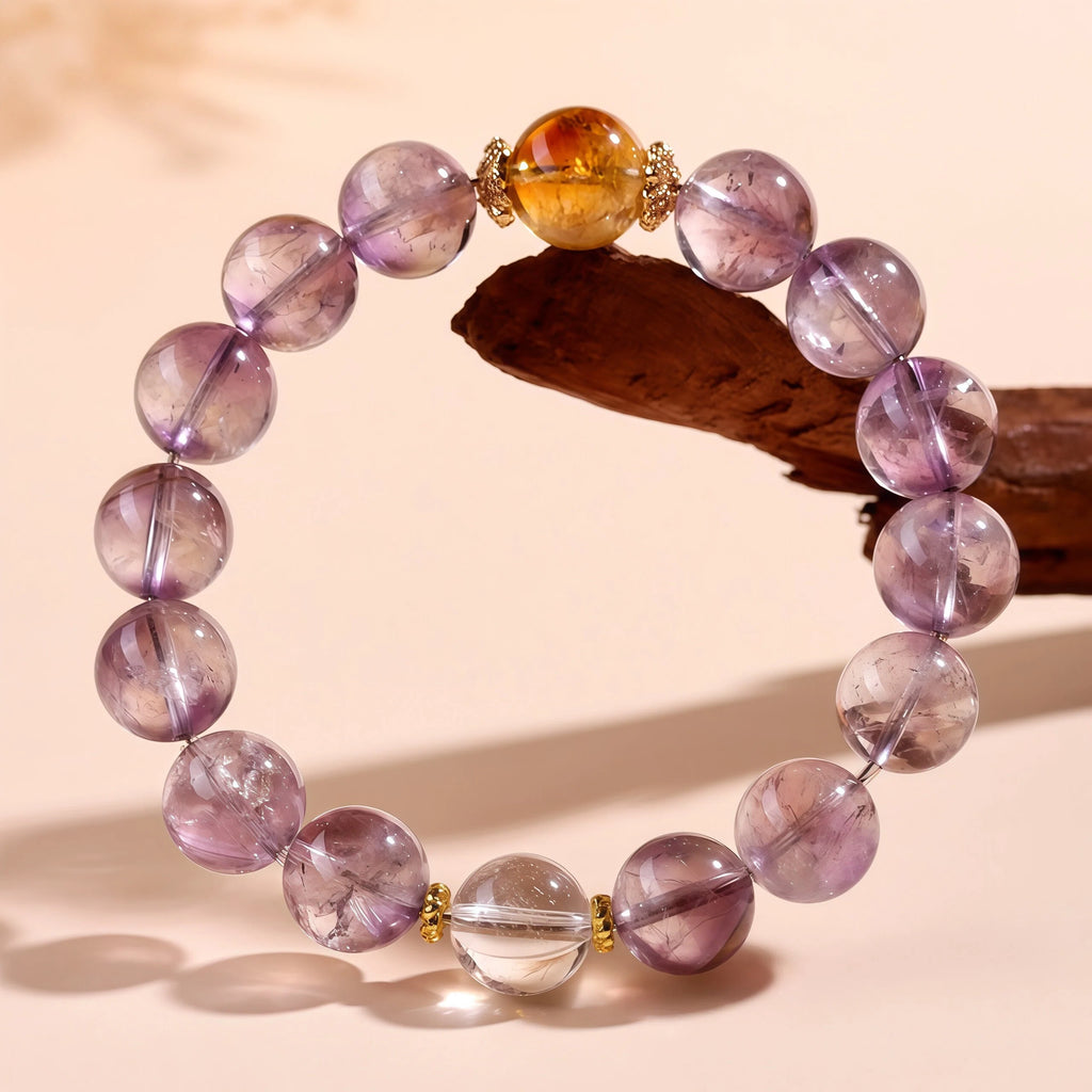 Violet Romance - Amethyst & Yellow Tourmaline Love Bracelet