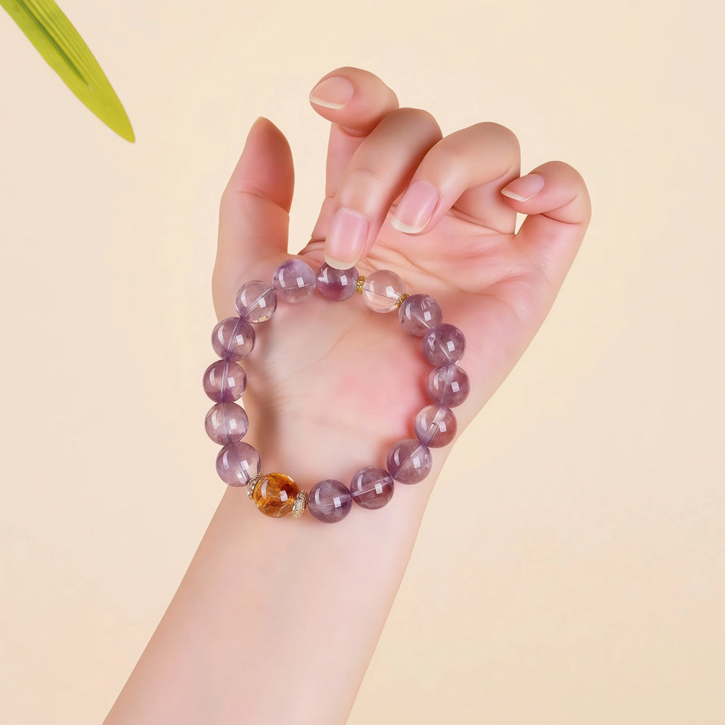 Violet Romance - Amethyst & Yellow Tourmaline Love Bracelet
