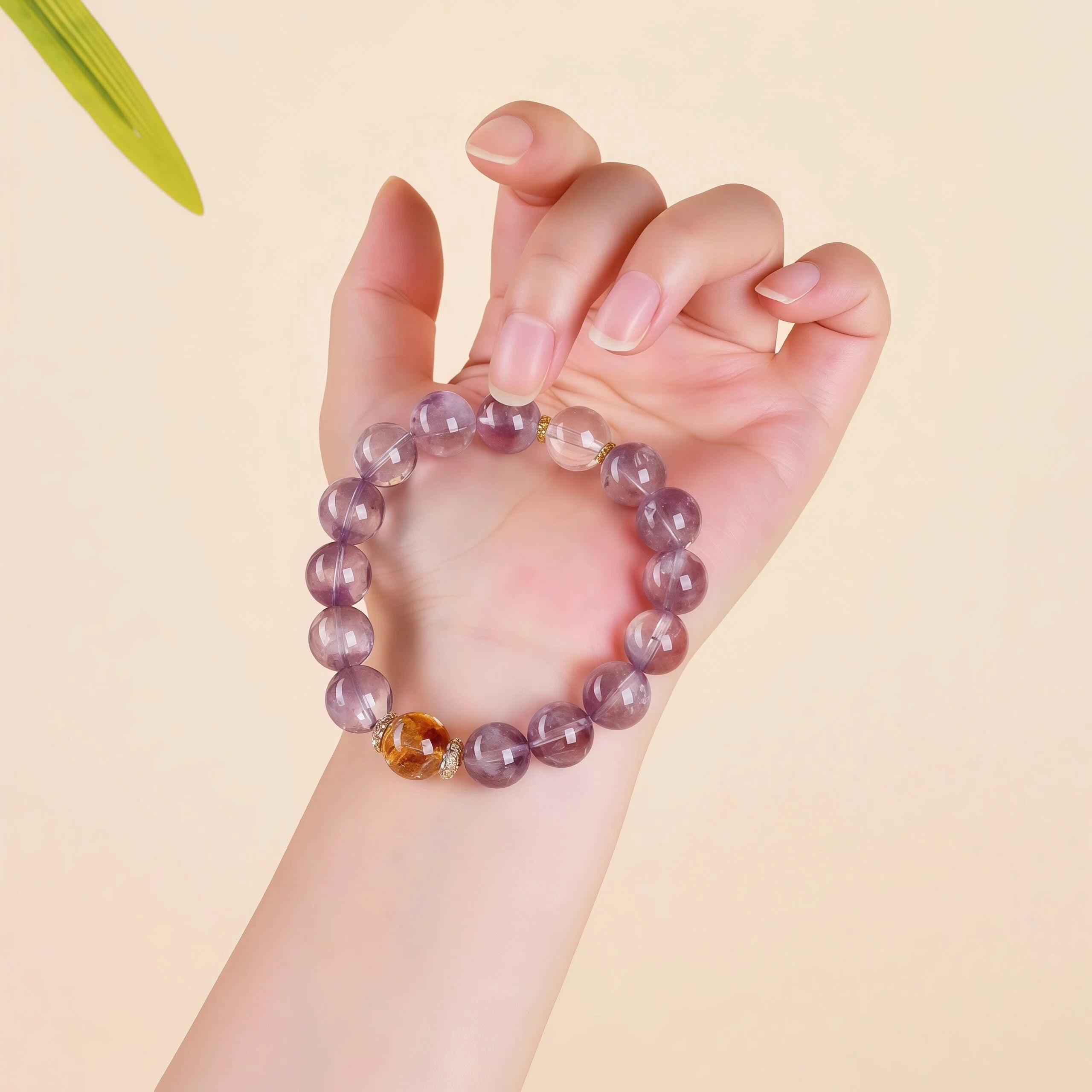 Violet Romance - Amethyst & Yellow Tourmaline Love Bracelet