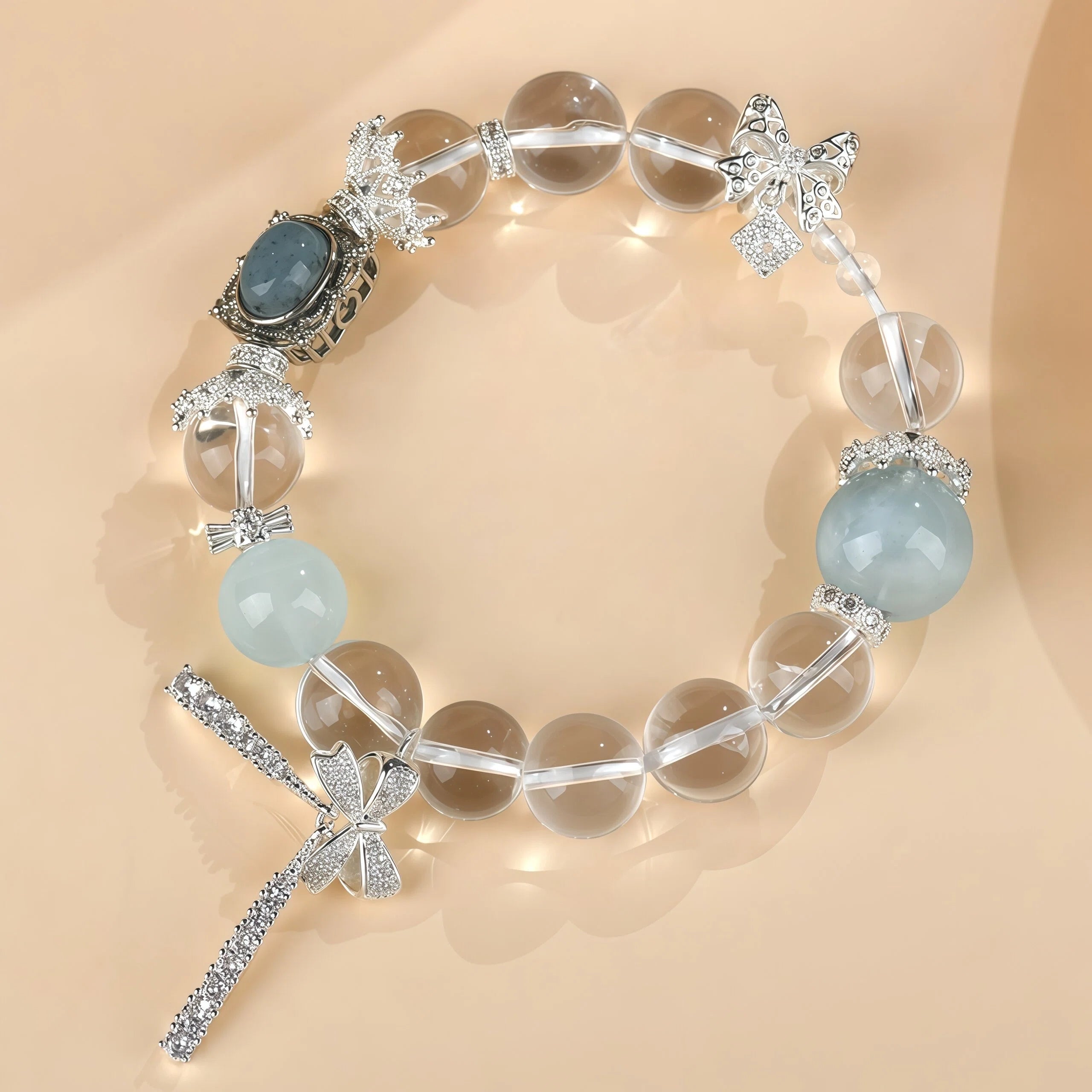 Pandora's Hope - Clear Quartz & Aquamarine Magic Box Bracelet