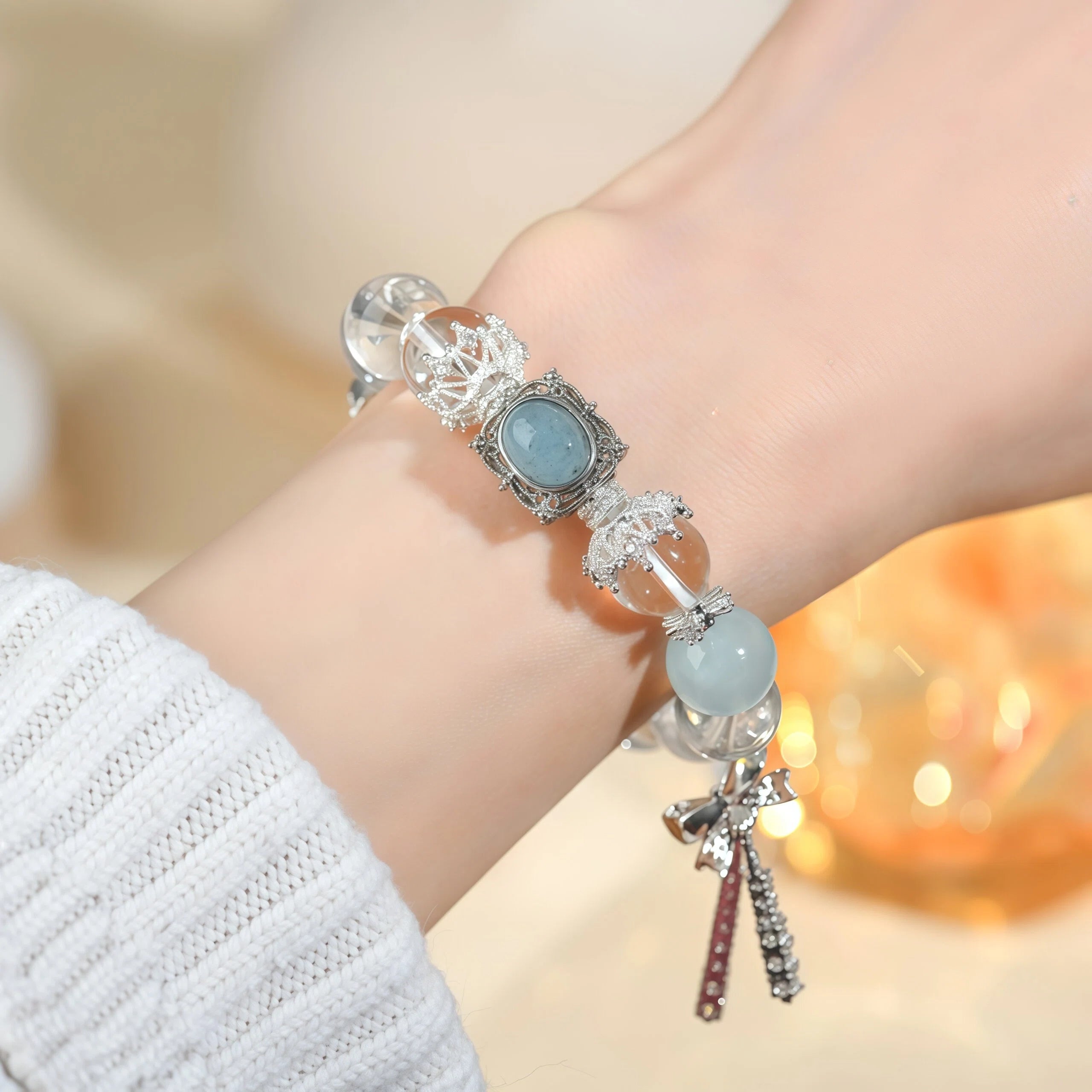 Pandora's Hope - Clear Quartz & Aquamarine Magic Box Bracelet