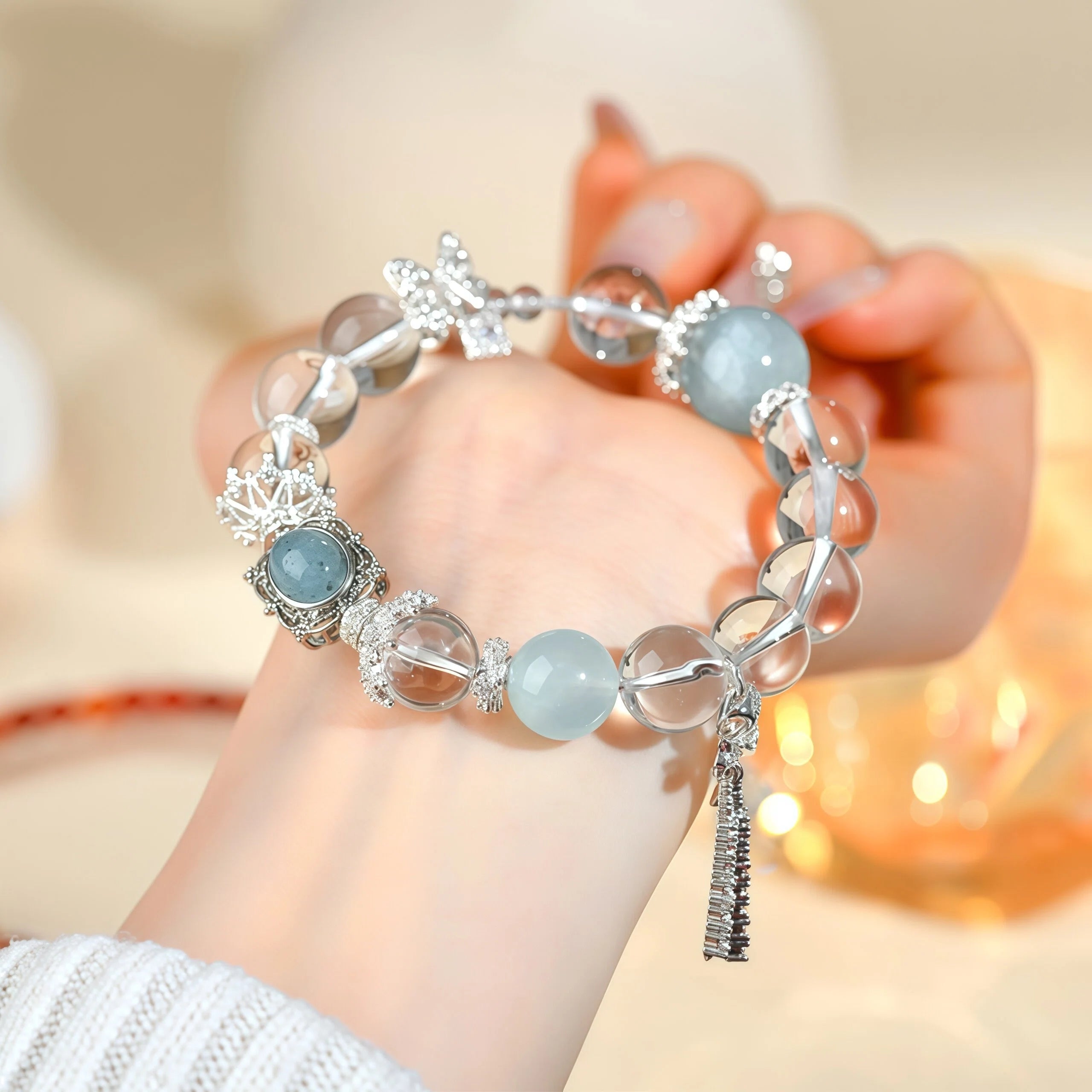 Pandora's Hope - Clear Quartz & Aquamarine Magic Box Bracelet