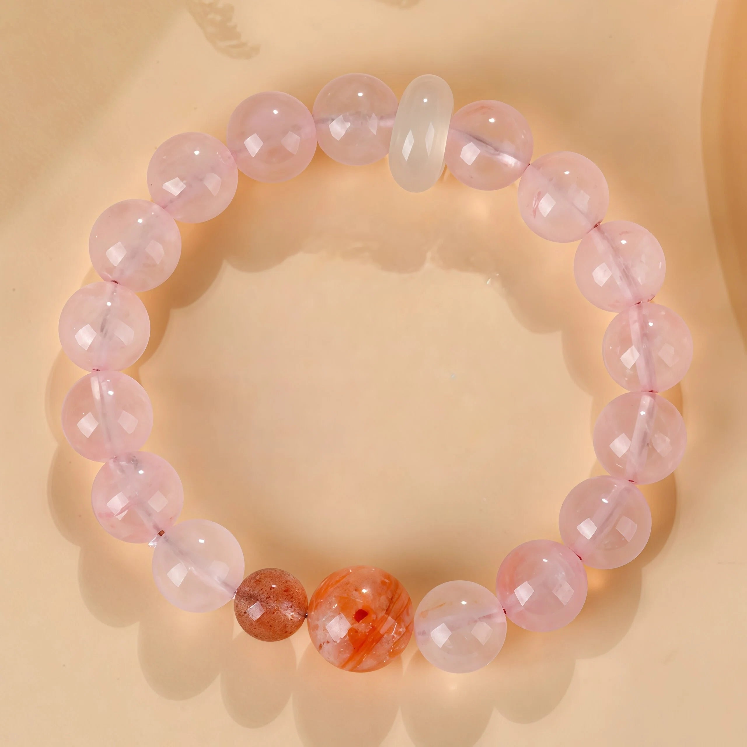 Blushing Love - Madagascar Rose Quartz & Strawberry Quartz Bracelet