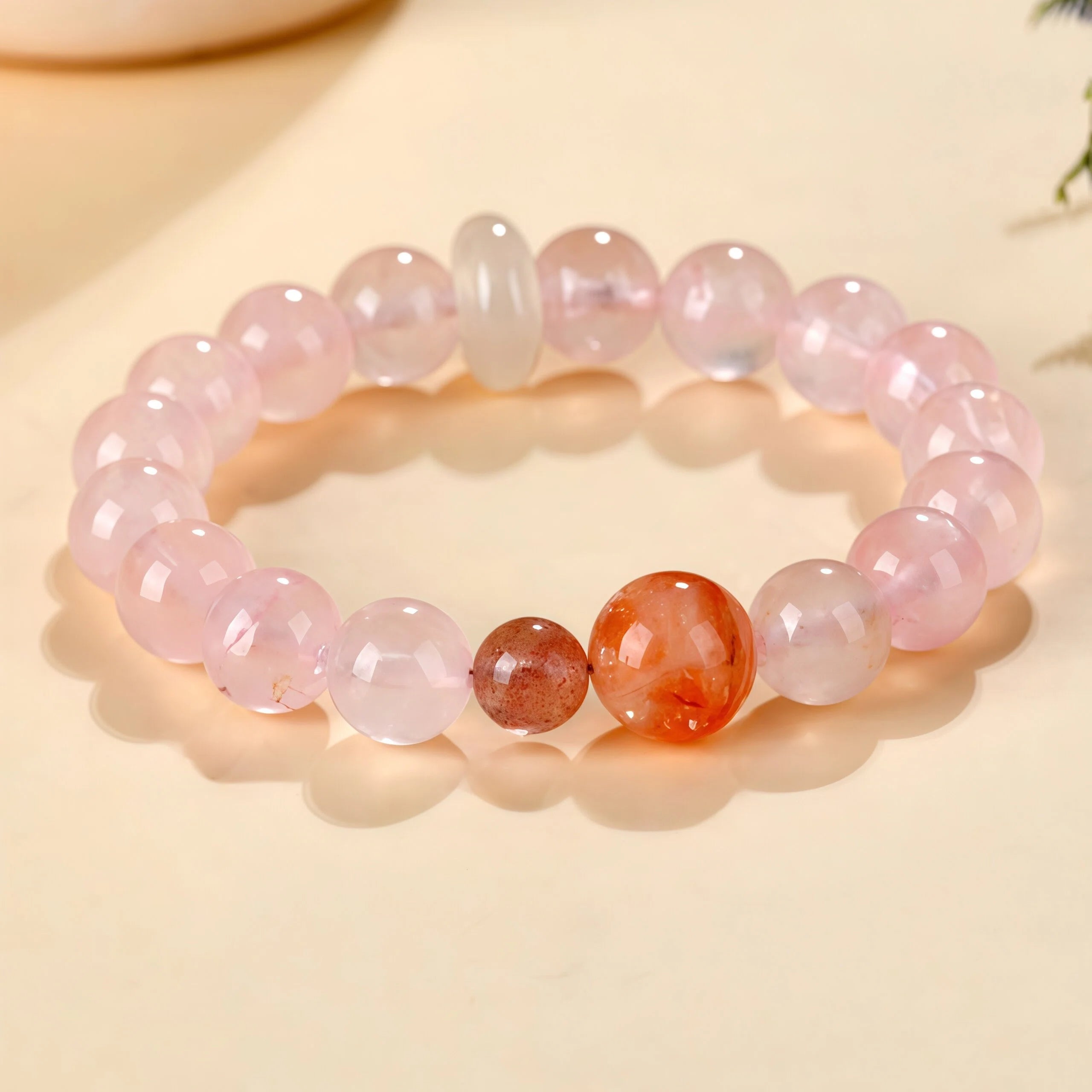 Blushing Love - Madagascar Rose Quartz & Strawberry Quartz Bracelet