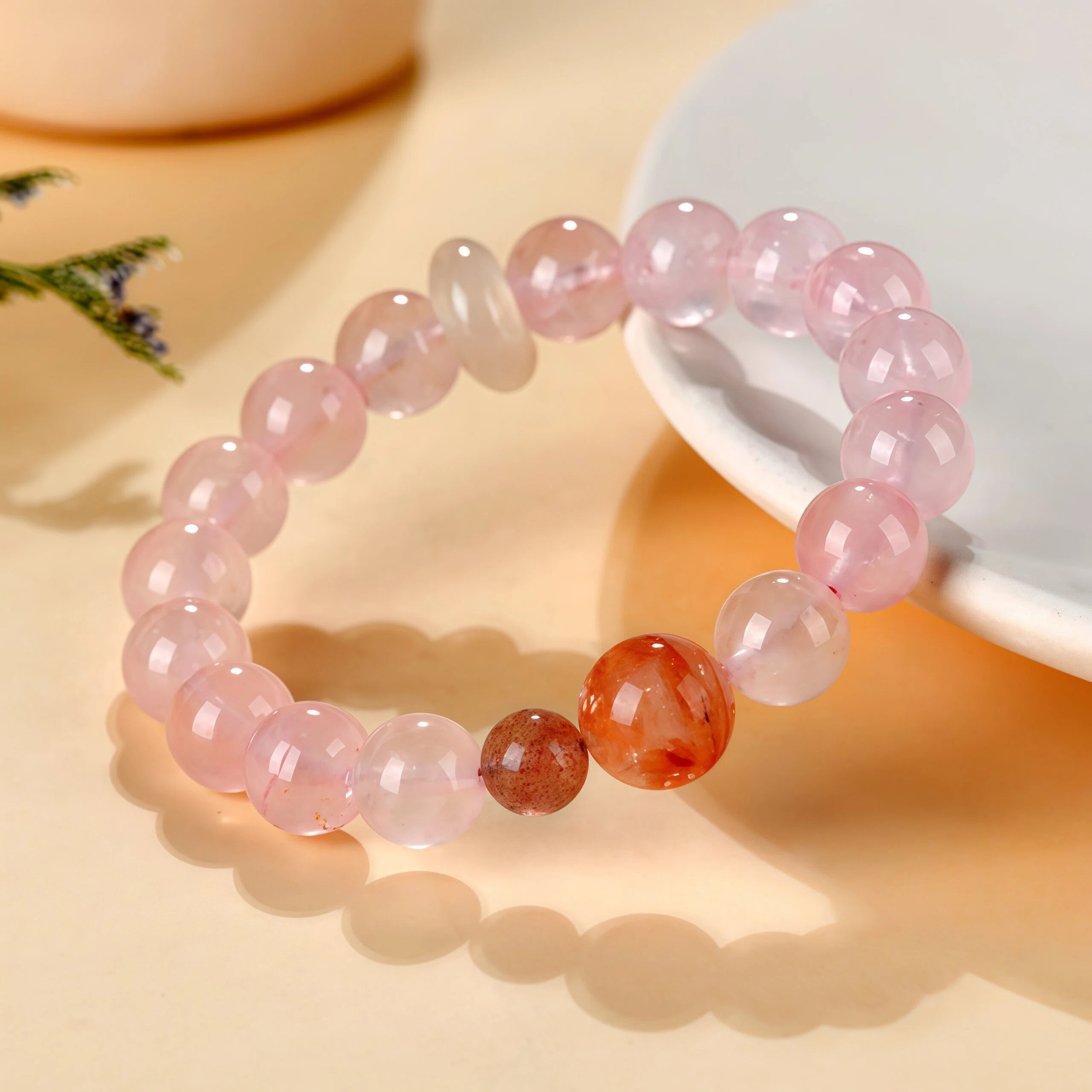 Blushing Love - Madagascar Rose Quartz & Strawberry Quartz Bracelet