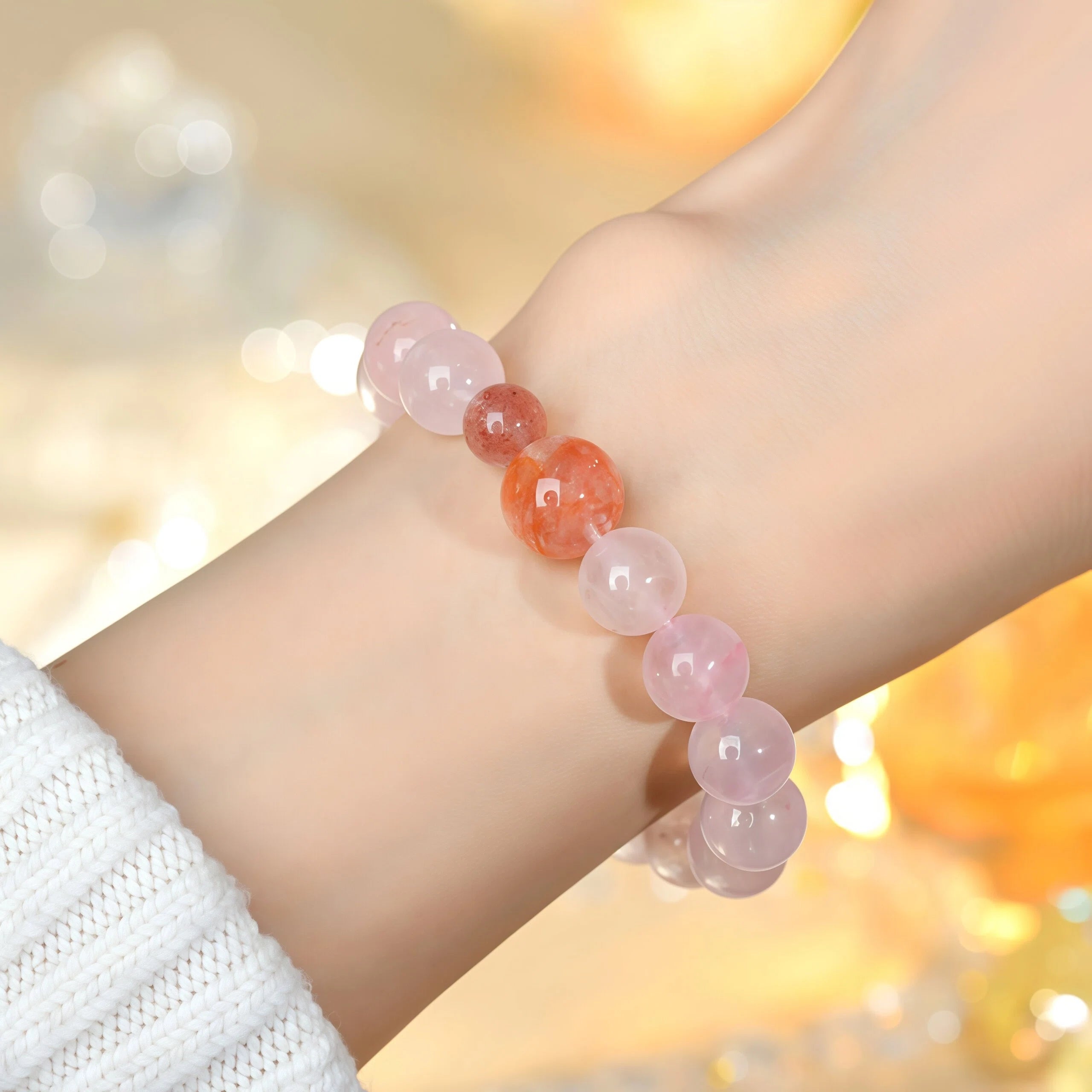 Blushing Love - Madagascar Rose Quartz & Strawberry Quartz Bracelet