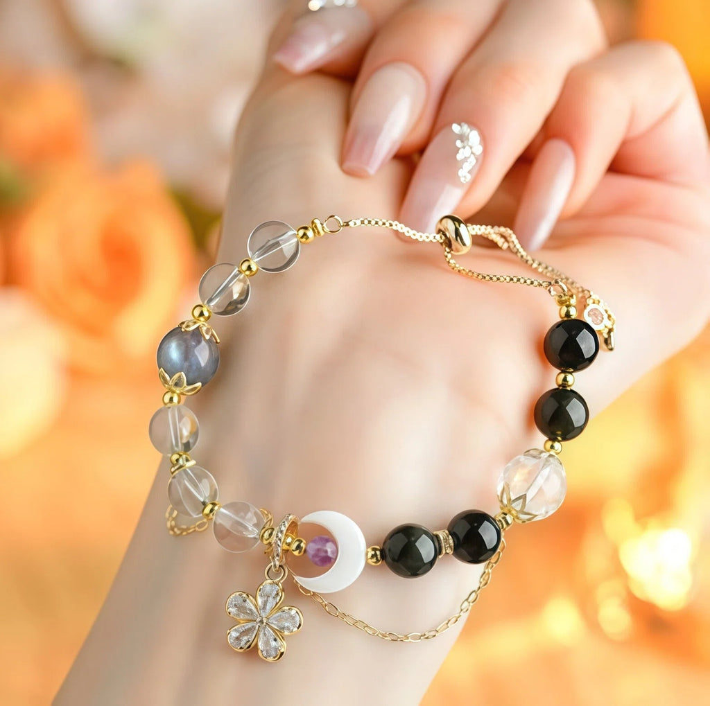 Gemini – Dance of Duality Obsidian Bracelet