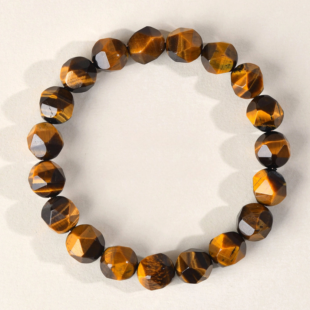 The Prism of Power - Faceted Tiger's Eye & Obsidian Shield Bracelet